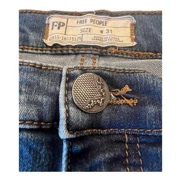 Free People Dark Denim High Waist High Rise Straight Leg Jeans Size 31 - Picture 13 of 15